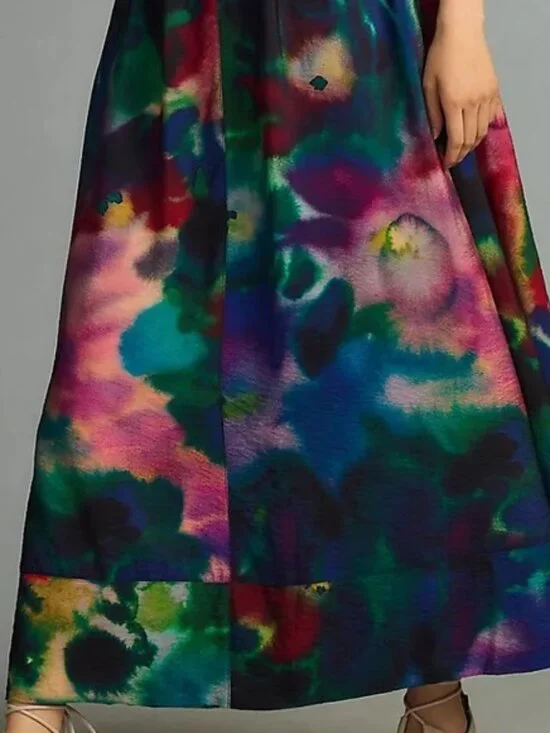 Anthropologie A-Line Watercolor Maxi Dress - Picture 4 of 10